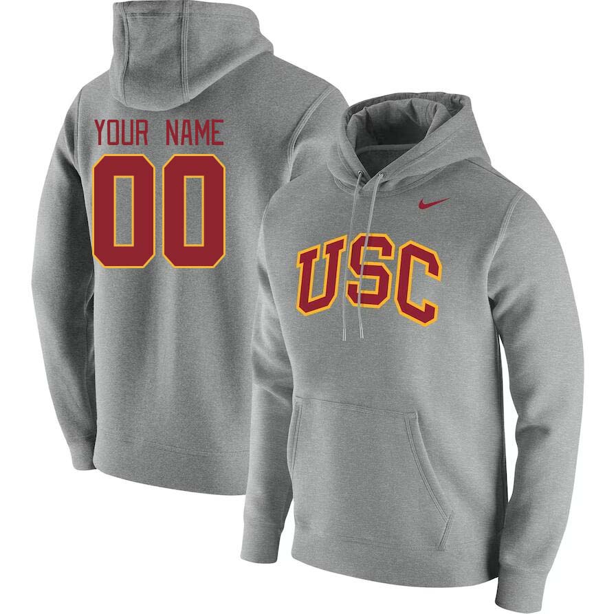 Custom USC Trojans Name And Number College Hoodie-Gray - Click Image to Close